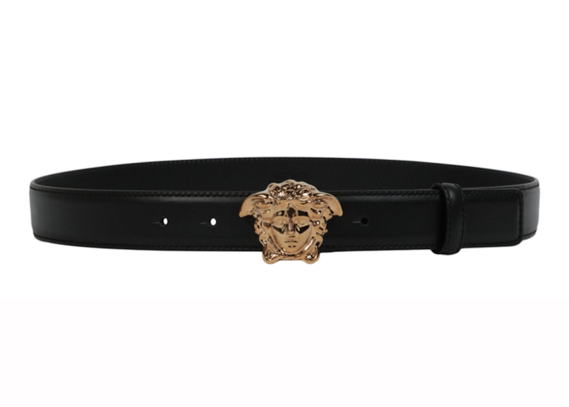 Versace La Medusa Buckle Leather Belt Black/Gold