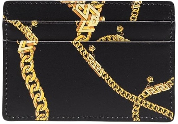 Versace La Medusa Card Holder Chain Link Print Black/Gold Order Versace La Medusa Card Holder Chain Link Print Black/Gold