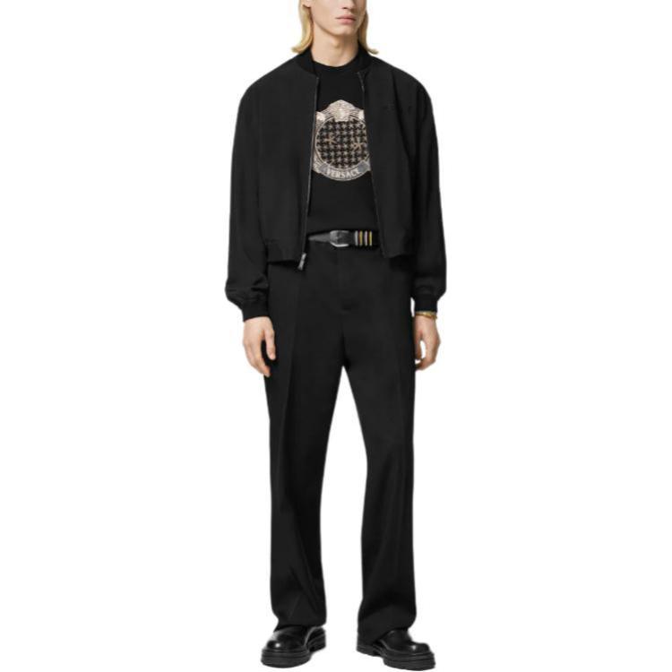 VERSACE La Vacanza Holiday SS24 Logo Embroidered  Black T-Shirt. 1013944-1A11470-1B000 圖 5