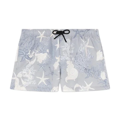 VERSACE La Vacanza Holiday SS24 Starfish Seashell Swim Trunks Blue . 1016217-1A11347-5E360