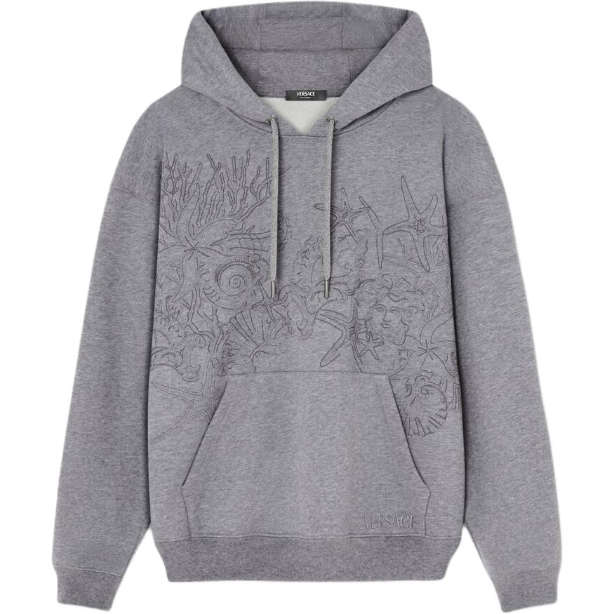 Order VERSACE La Vacanza SS24 Starfish Shell Embroidered Hoodie Men’s Grey 1013979-1A11439-1E100