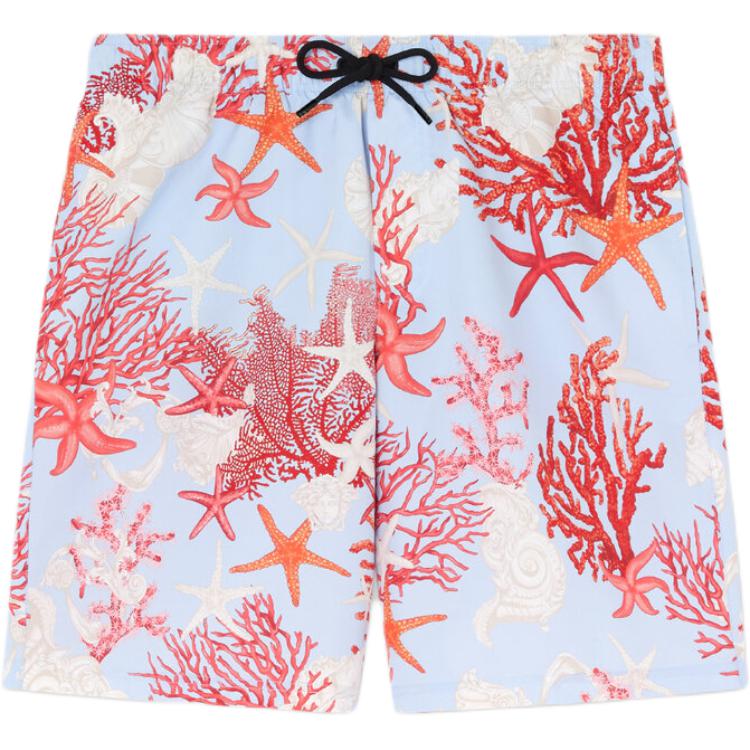 VERSACE La Vacanza SS24 Starfish Shell Print Beach Shorts Men’s Blue 1016218-1A11347-5UB20