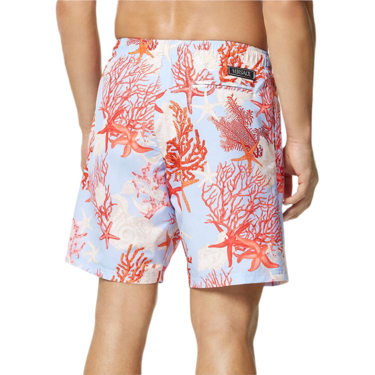 Shop VERSACE La Vacanza SS24 Starfish Shell Print Beach Shorts Men’s Blue 1016218-1A11347-5UB20