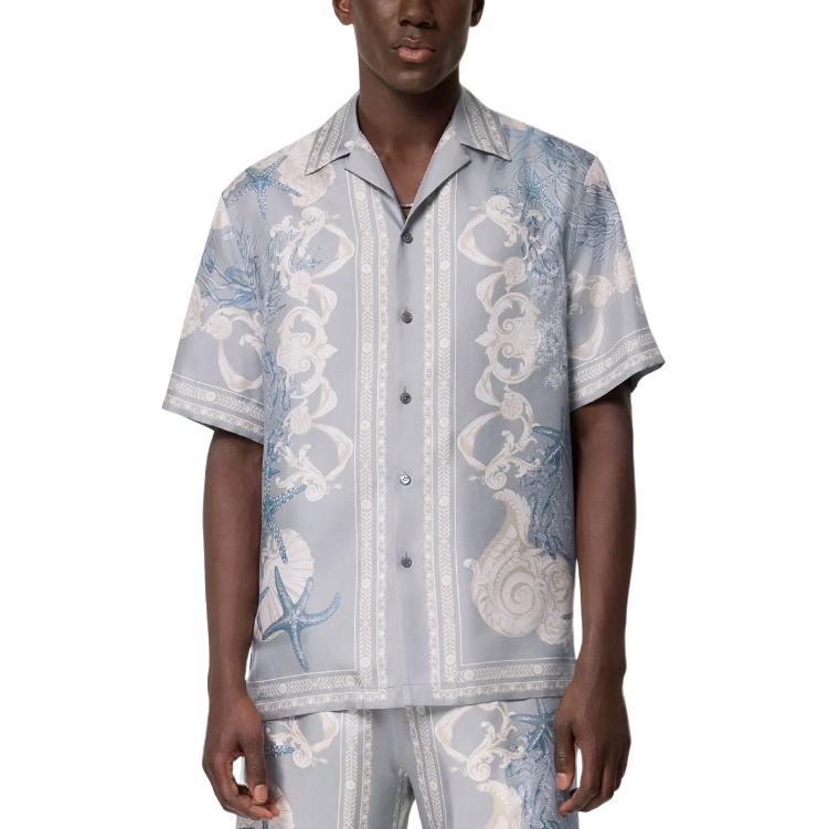 Purchase VERSACE La Vacanza SS24 Baju Lengan Pendek Cetakan Starfish Shell Biru Lelaki 1003926-1A11093-5E360