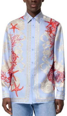 VERSACE La Vacanza 海星贝壳印花短袖衬衫 蓝色 SS24 1012141-1A11093-5UB20 Shop VERSACE La Vacanza 海星贝壳印花短袖衬衫 蓝色 SS24 1012141-1A11093-5UB20