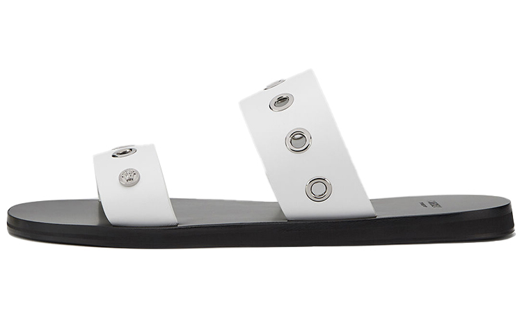 Versace Leather 'Greek Studs' Slides 'White'