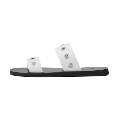 Versace Leather 'Greek Studs' Slides 'White'