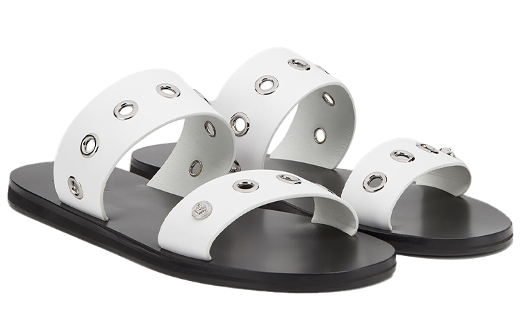Versace Leather 'Greek Studs' Slides 'White' 圖 3