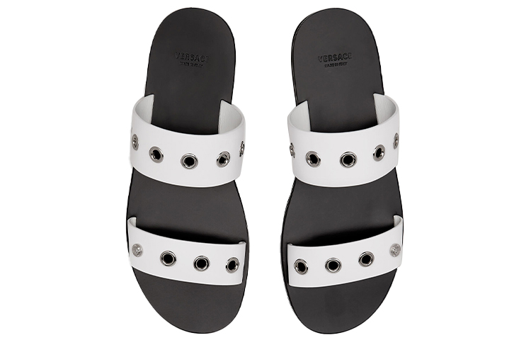 Versace Leather 'Greek Studs' Slides 'White' 圖 4