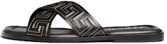 Buy Sandali Piatto in Pelle Versace ''Greek Key Nero'' 1005770-1A05954_2B130