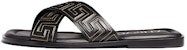 Sandal Rata Kulit Versace 'Greek Key Hitam' 1005770-1A05954_2B130