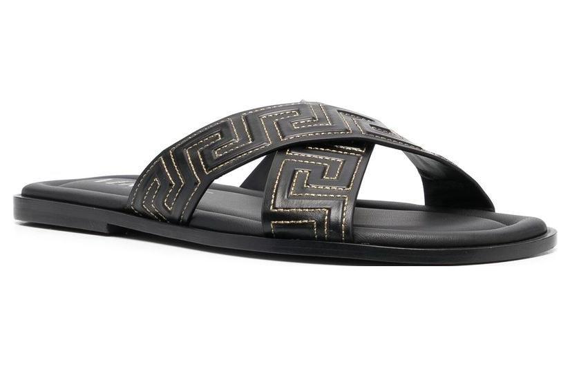 Lookbook Sandali Piatto in Pelle Versace ''Greek Key Nero'' 1005770-1A05954_2B130