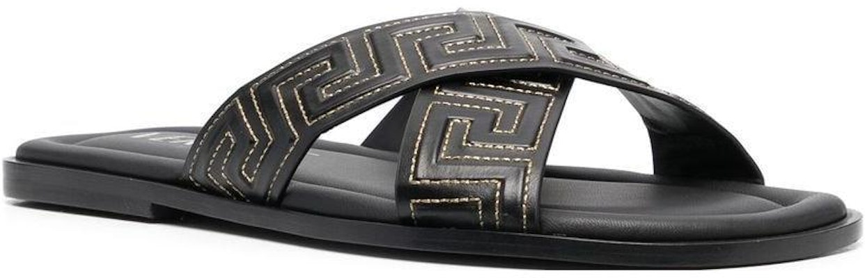 Versace Leather Flat Sandal 'Greek Key Black' 1005770-1A05954_2B130 Lookbook Versace Leather Flat Sandal 'Greek Key Black' 1005770-1A05954_2B130