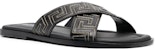 Sandal Rata Kulit Versace 'Greek Key Hitam' 1005770-1A05954_2B130