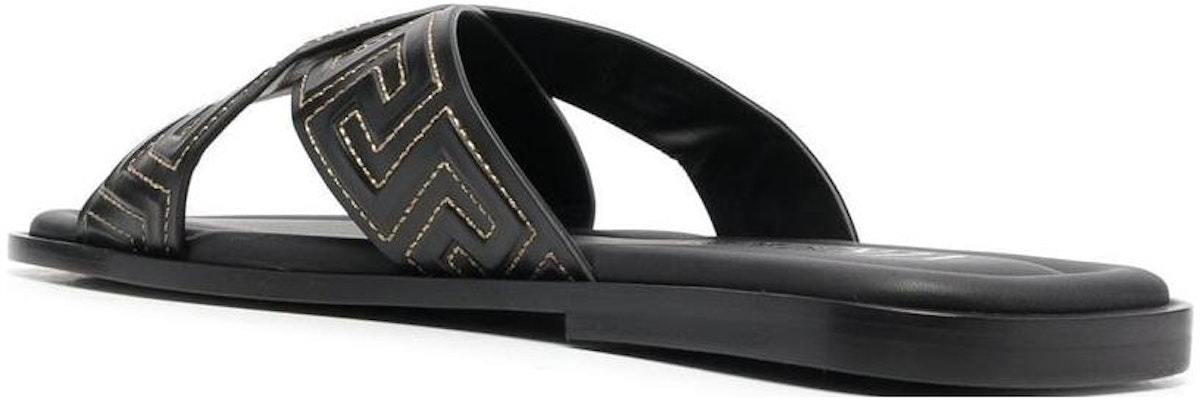 Versace Leather Flat Sandal 'Greek Key Black' 1005770-1A05954_2B130 Shop Versace Leather Flat Sandal 'Greek Key Black' 1005770-1A05954_2B130
