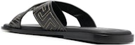 Shop Sandal Rata Kulit Versace 'Greek Key Hitam' 1005770-1A05954_2B130
