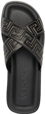 Sandali Piatto in Pelle Versace ''Greek Key Nero'' 1005770-1A05954_2B130 Purchase Sandali Piatto in Pelle Versace ''Greek Key Nero'' 1005770-1A05954_2B130