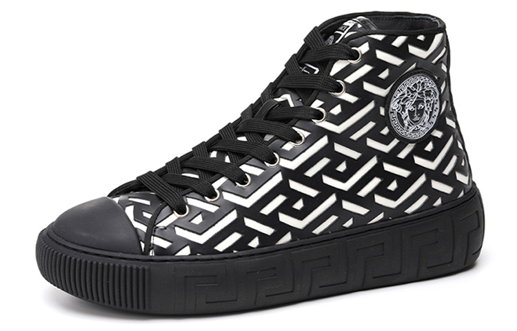 Order Versace Leder-High-Top ''Hollow Carving Schwarz'' DSU8403-1A04183_2B02P