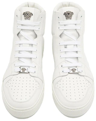 Versace Leder High-Top Schnürschuhe Weiß ''Fashion Sneaker'' DSU8152-SD1VS_D01E Shop Versace Leder High-Top Schnürschuhe Weiß ''Fashion Sneaker'' DSU8152-SD1VS_D01E