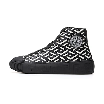 Versace Leather High-Top 'Hollow Carving Black'