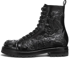 Versace Leather Lace-Up Ankle Boots 'Black Fashion' 1006971-1A04667_1B000 Versace Leather Lace-Up Ankle Boots 'Black Fashion' 1006971-1A04667_1B000