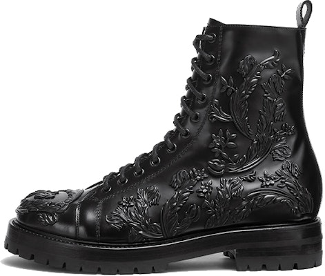 Versace Leather Lace-Up Ankle Boots 'Black Fashion' 1006971-1A04667_1B000 Buy Versace Leather Lace-Up Ankle Boots 'Black Fashion' 1006971-1A04667_1B000