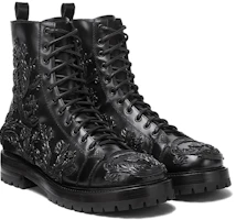 Shop Versace Leather Lace-Up Ankle Boots 'Black Fashion' 1006971-1A04667_1B000