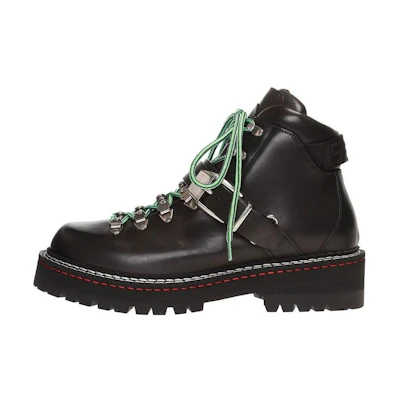 Versace Leather Lace-Up Round Toe Boot 'Black'