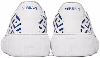 Shop Versace Kulit Low-Top Lace-Up 'Biru Putih' DSU8404-1A04183_2W87P