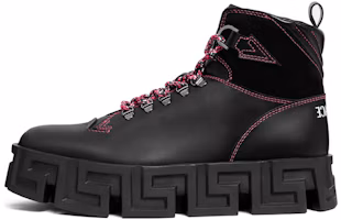 Buy But Hitam Versace Leather Maze Hiking Ankle Boot 1007681-1A05508_1B00B