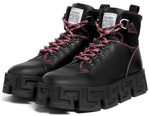 Versace Leather Maze Hiking Ankle Boot 'Black' 1007681-1A05508_1B00B Shop Versace Leather Maze Hiking Ankle Boot 'Black' 1007681-1A05508_1B00B