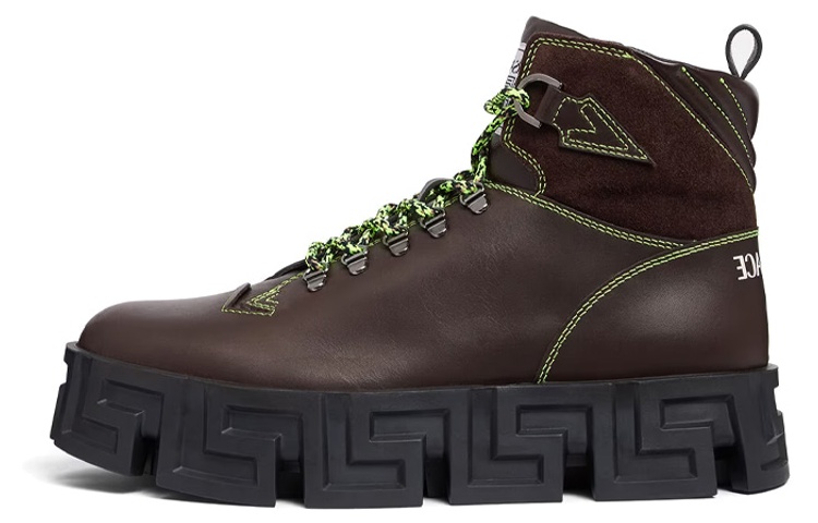 Versace Leather Maze Hiking Boots 'Brown'