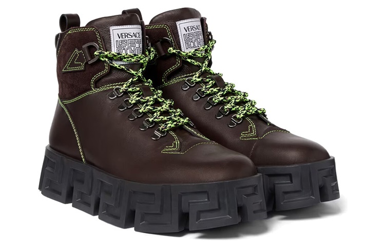Versace Leather Maze Hiking Boots 'Brown' 圖 3