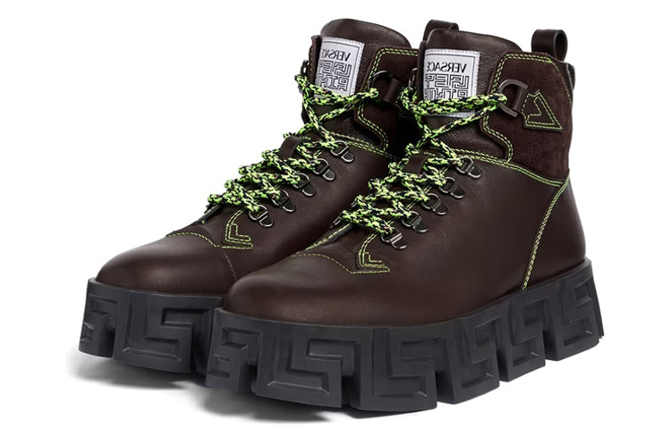 Versace Leather Maze Hiking Boots 'Brown' 圖 4