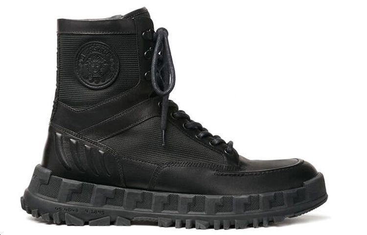 Order 范思哲黑色皮革圆头短靴 DSU8416-DB3G-D41XN