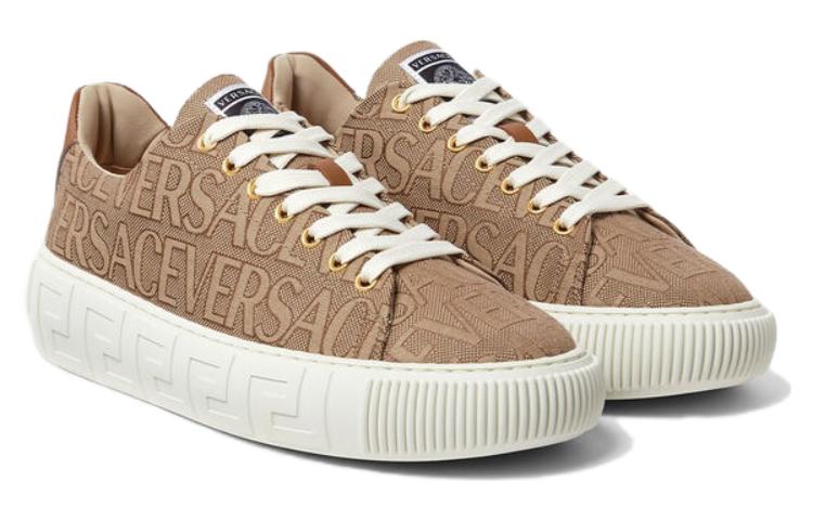 Order VERSACE 范思哲 皮革 圓頭綁帶低筒 時尚板鞋 男款 棕色