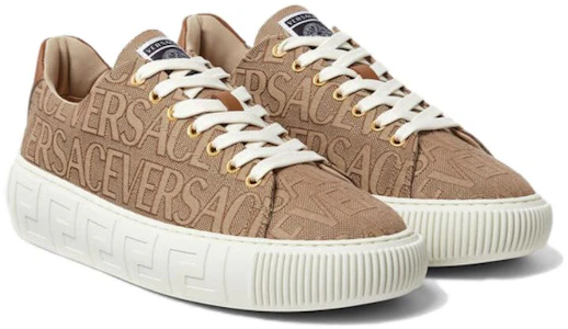 Lookbook Versace Zapatos Marrones de Cuero Redondo con Cordones Bajos DSU8404-1A07977_2N24V
