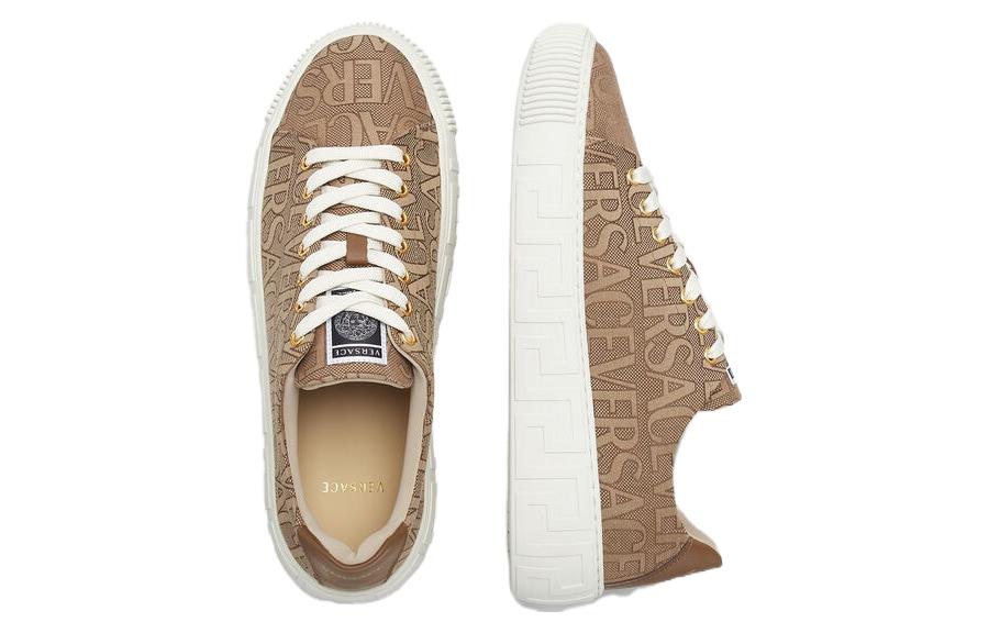 Shop Versace Scarpe Basse in Pelle Marrone con Lacci e Punta Tonda DSU8404-1A07977_2N24V