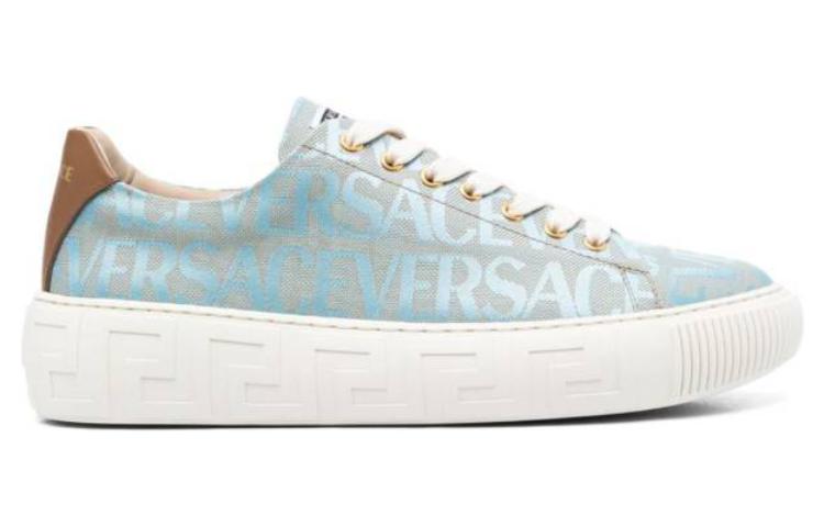 VERSACE Leather Round Toe Low-Top Sneaker 'Light Blue' 圖 2