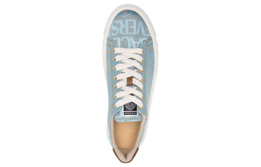 VERSACE Leather Round Toe Low-Top Sneaker 'Light Blue' 圖 5
