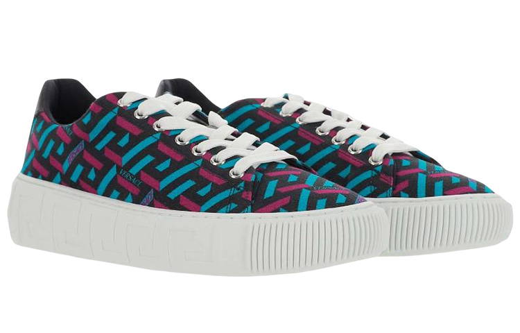 Order Sneaker Kulit Versace 'Hitam Merah Biru' DSU8404-1A027195_G32P