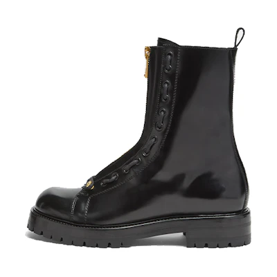 Versace Leather Zip 'Fashion Ankle Boot Black'