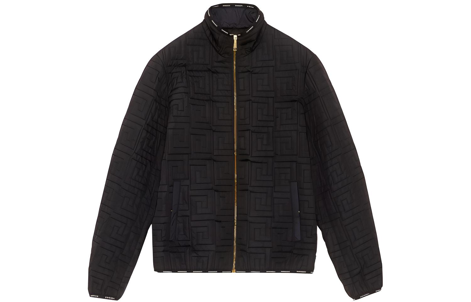 Versace Letter Embroidered Stand Collar Zip Jacket Black A87432-A230630_A1008