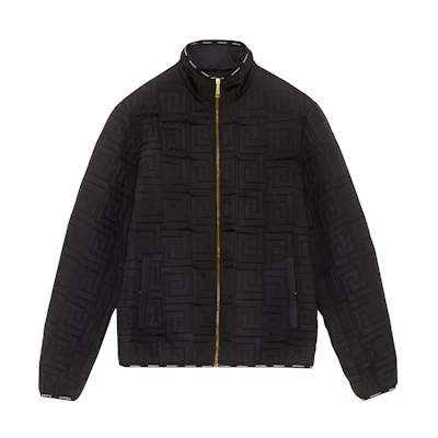 Versace Letter Embroidered Stand Collar Zip Jacket Black A87432-A230630_A1008