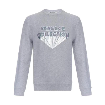 Versace Letter Print Crewneck Long-Sleeve Sweatshirt Grey - Casual Wear V800821R-VJ00582-V7653