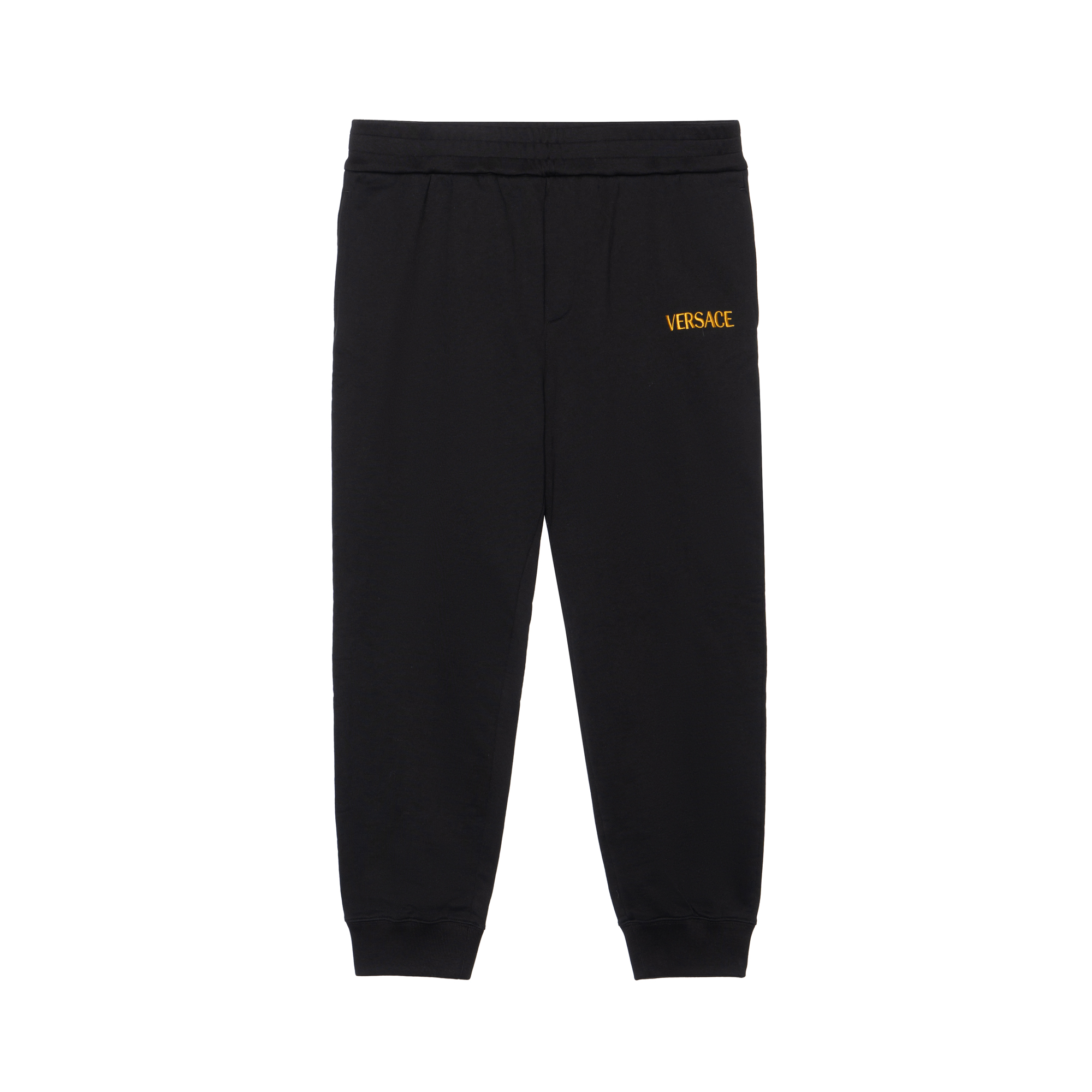 VERSACE Letter Print Elastic Waist Jogger Knit Pants Men’s Black A89403-A231242-A1008