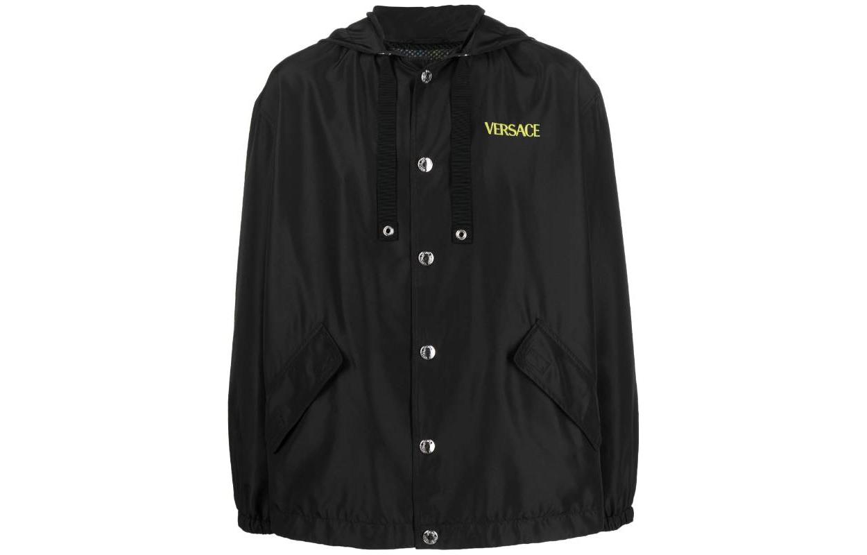 Versace Letter Print Hooded Long-Sleeve Jacket Men’s Black 1009430-1A06884-5G540