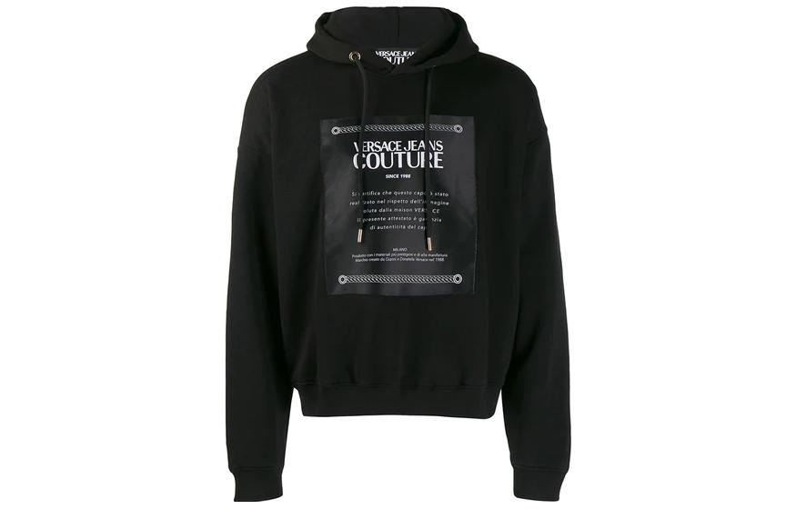 VERSACE Letter Print Hoodie Black  Long Sleeve Sweatshirt B7GUA7F2-0216-899 圖 2