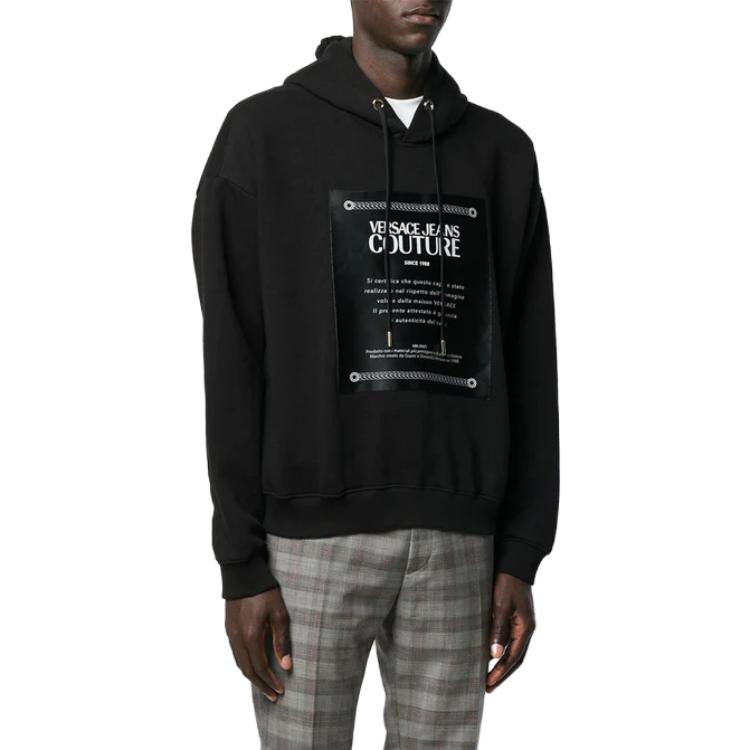 VERSACE Letter Print Hoodie Black  Long Sleeve Sweatshirt B7GUA7F2-0216-899 圖 4