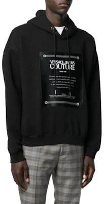 VERSACE Letter Print Hoodie Black Long Sleeve Sweatshirt B7GUA7F2-0216-899 Shop VERSACE Letter Print Hoodie Black Long Sleeve Sweatshirt B7GUA7F2-0216-899